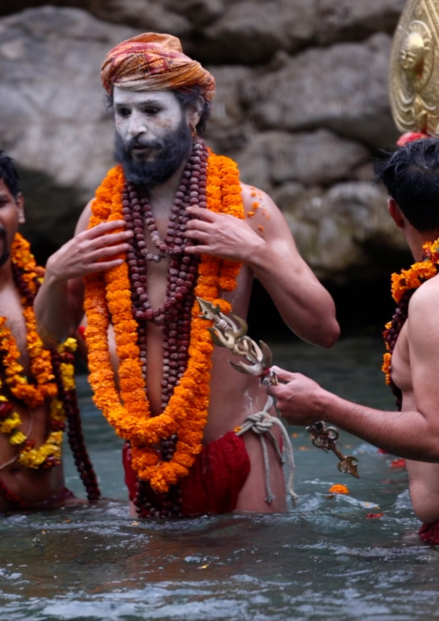 Kulant Nath  Mahasiddha Ishaputra taking Holy Dip at Teerthan River.
