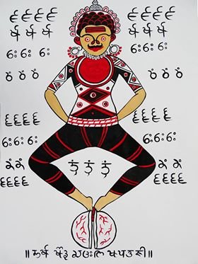 A Tantric Tankari Lipi Chitra of Khodu Devata of Himalayas by Ishaputra. (image related to siddha Paranormal & psychological studies)