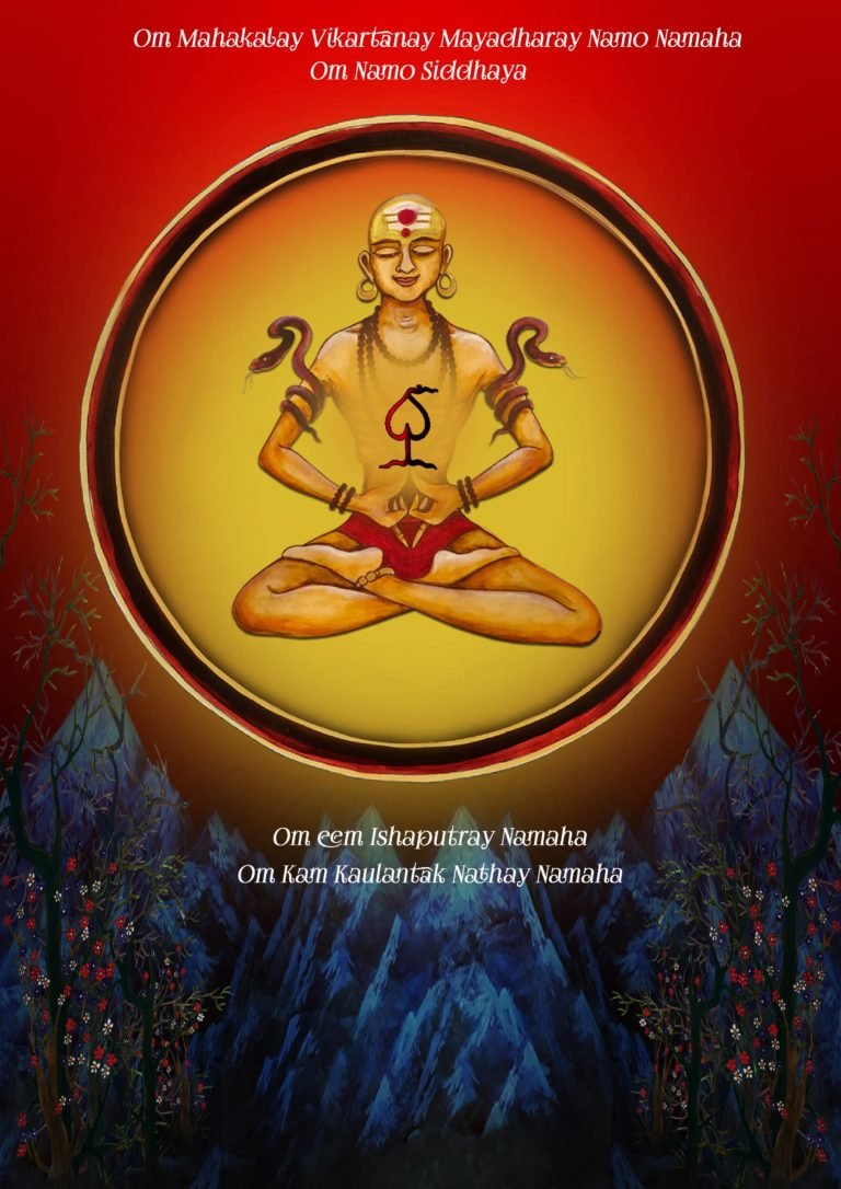 A Painting of Ishaputra holding ‘Kam’ Beej Mantra of Goddess Kurukulla in Anahatta Chakara