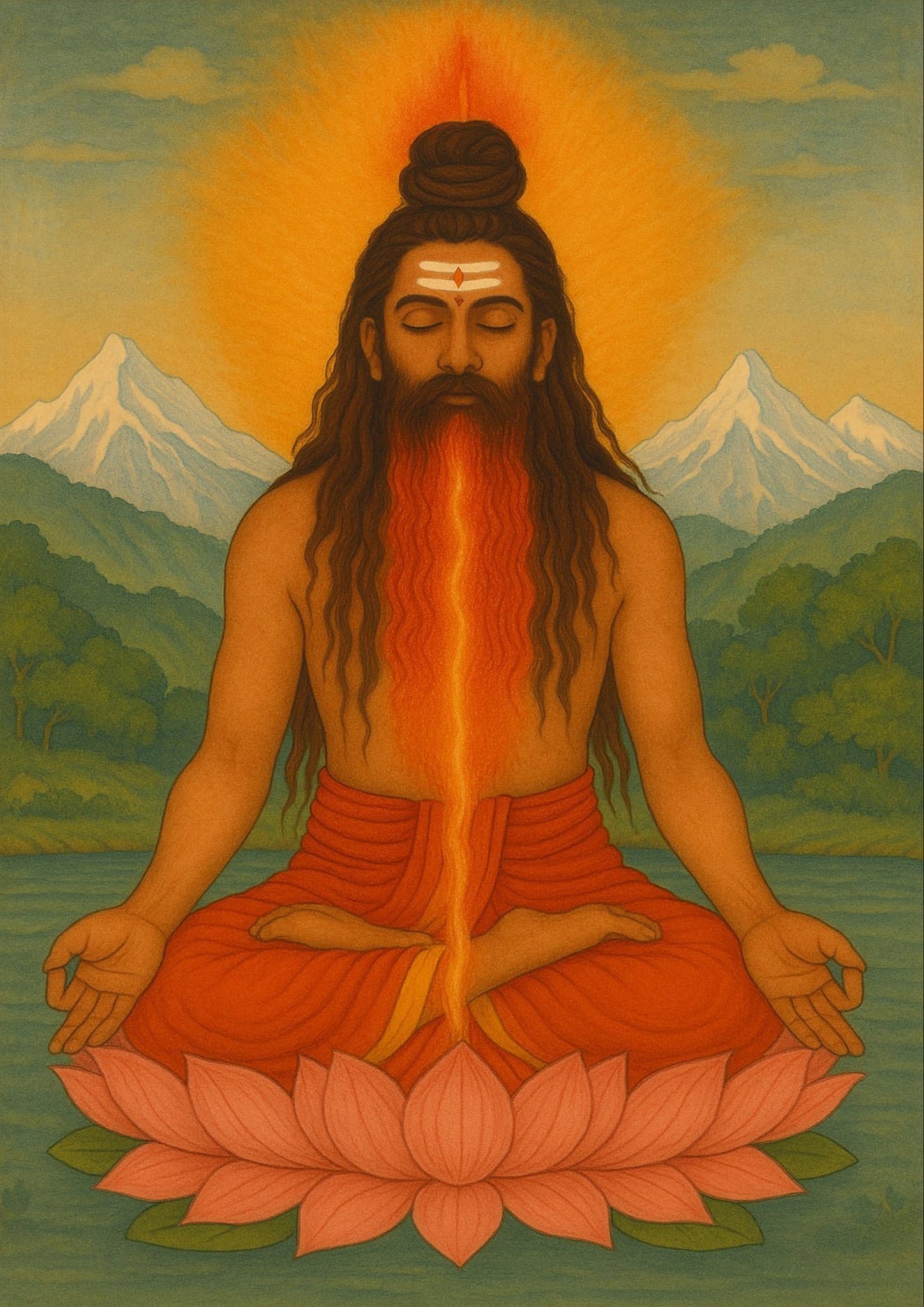 A Himalayan Siddha Yogi Meditating on Sushumna Nadi in Vajra Vairochani Dhyana Kriya