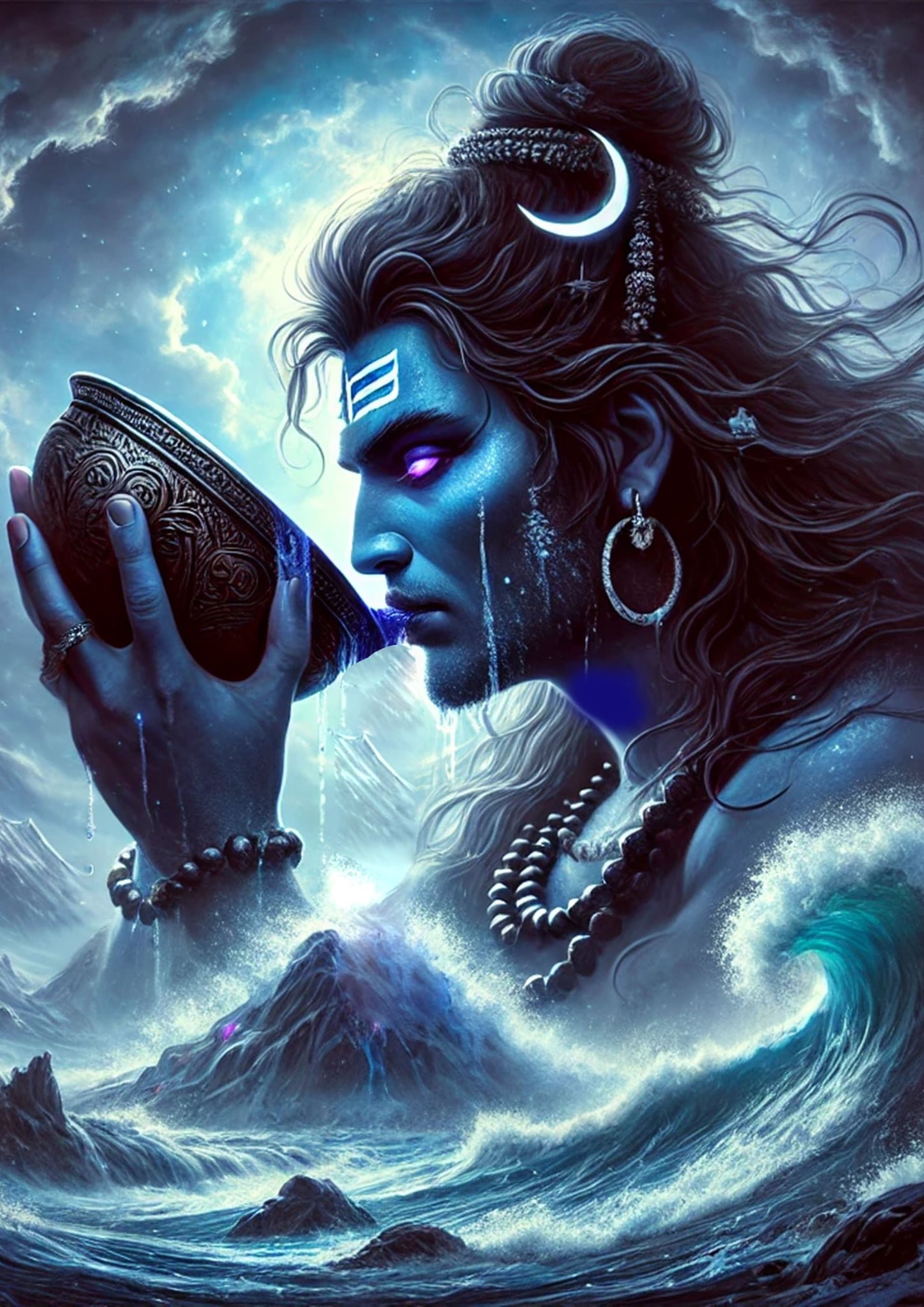 Bhagwan Shiv drinking Halahala Kalkuta