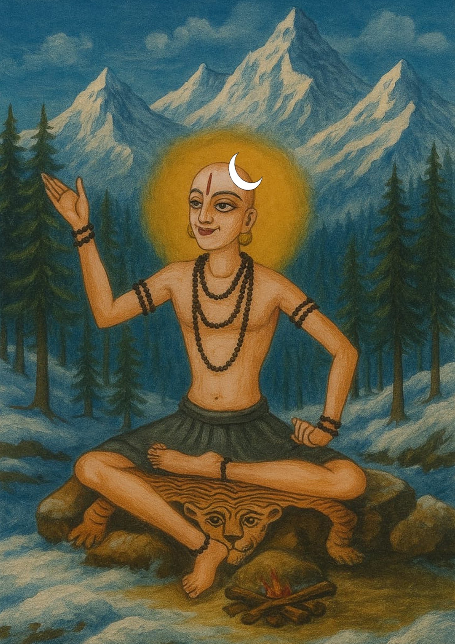 Artistic image of Ishaputra's Childhood Sadhana Time in Himalayas